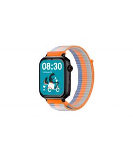 Savefamily Reloj Inteligente Infantil SaveWatch Plus con GPS y Llamada - IP67 - Boton SOS - Carcasa Negra - Correa Tela Naranja