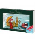 Faber-Castell Pitt Artist Pen Brush City Collection London Estuche con 12 Rotuladores Punta Pincel - Tinta Pigmentada - Alta Res