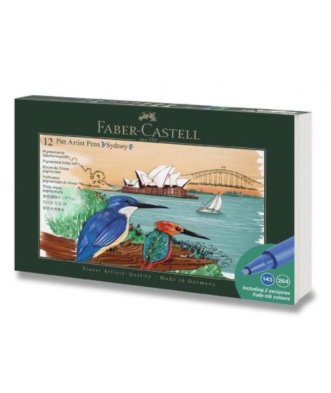 Faber-Castell Pitt Artist Pen Brush City Collection Sydney Estuche con 12 Rotuladores Punta Pincel - Tinta Pigmentada - Alta Res