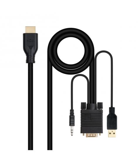 Nanocable Cable Conversor VGA a HDMI - VGA/M-HDMI/M + Audio - 1.8m - Color Negro