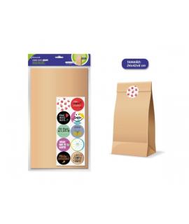 Bismark Pack de 10 Sobres Papel Kraft 50grs con 10 Pegatinas para Cierre - Medidas 24x42x6cm - Ideal para Regalos - Color Marron