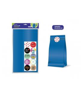 Bismark Pack de 10 Sobres Papel Kraft 50grs con 10 Pegatinas para Cierre - Medidas 24x42x6cm - Ideal para Regalos - Color Azul