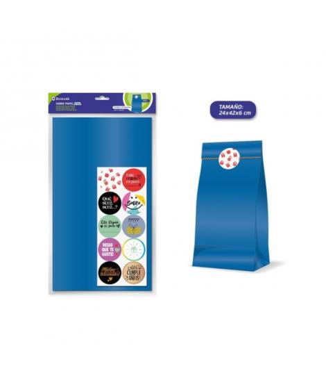 Bismark Pack de 10 Sobres Papel Kraft 50grs con 10 Pegatinas para Cierre - Medidas 24x42x6cm - Ideal para Regalos - Color Azul