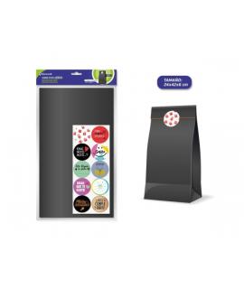 Bismark Pack de 10 Sobres Papel Kraft 50grs con 10 Pegatinas para Cierre - Medidas 24x42x6cm - Ideal para Regalos - Color Negro