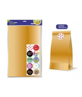 Bismark Pack de 10 Sobres Papel Kraft 50grs con 10 Pegatinas para Cierre - Medidas 30x47x8cm - Ideal para Regalos - Color Oro