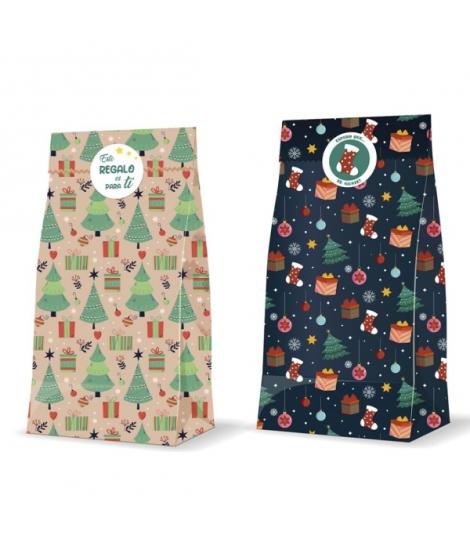 Bismark Pack de 3 Sobres Papel Kraft 60grs con 3 Pegatinas para Cierre - Medidas 20x42x8cm - Ideal para Regalos - 2 Diseños Navi