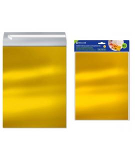 Bismark Pack de 4 Sobres Metalizados - Medidas 324x254mm - Cierre Autoadhesivo - Ideal para Regalos - Color Oro