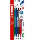 Stabilo Pointball Colorful Pack de 4 Boligrafos Retractiles - Trazo 0.5mm - Hechos con 87% Bioplastico - Grip Antideslizante - R
