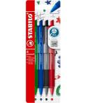 Stabilo Pointball Colorful Pack de 4 Boligrafos Retractiles - Trazo 0.5mm - Hechos con 87% Bioplastico - Grip Antideslizante - R