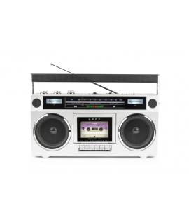 Bigben Blaster Radio Cassette Portatil Retro - Radio FM - Potencia Musical 15W - Bluetooth - Alimentacion de Corriente y Pilas