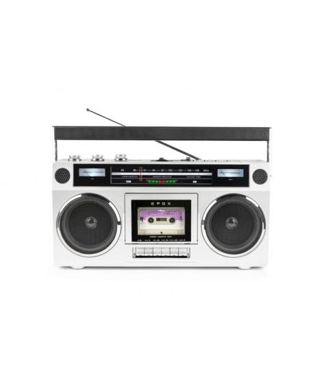 Bigben Blaster Radio Cassette Portatil Retro - Radio FM - Potencia Musical 15W - Bluetooth - Alimentacion de Corriente y Pilas
