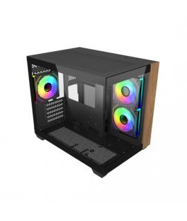 Cooler Master Elite 481 Wood Caja Minitorre - 3 Ventiladores 120mm RGB - Vista Panoramica - Soporte MicroATX/Mini-ITX - Doble Ca