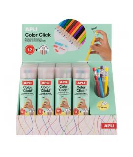 Apli Color Clik Expositor con 12 Pack de 12 Portaminas con Minas de Colores 2.6mm + 12 Recambios + 1 Sacapuntas - Forma Redonda 