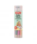Apli Color Clik Pack de 12 Portaminas con Minas de Colores 2.6mm + 12 Recambios + 1 Sacapuntas - Forma Redonda - Colores Surtido