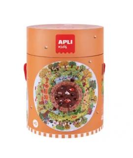 Apli Puzzle Circular de la Biosfera de 48 Piezas - Tamaño Ø50cm - Poster para Facilitar Montaje - Recomendado para Niños a parti