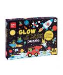Apli Glow in the Dark Puzzle Fluorescente de 60 Piezas 6x6cm - Tematica Espacio - Efecto Fluorescente que Revela Diseños Ocultos