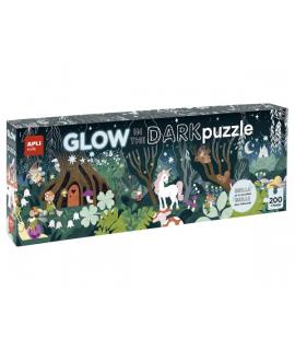 Apli Glow in the Dark Puzzle Fluorescente de 200 Piezas 6x5cm - Tematica Bosque Magico - Efecto Fluorescente que Revela Diseños 