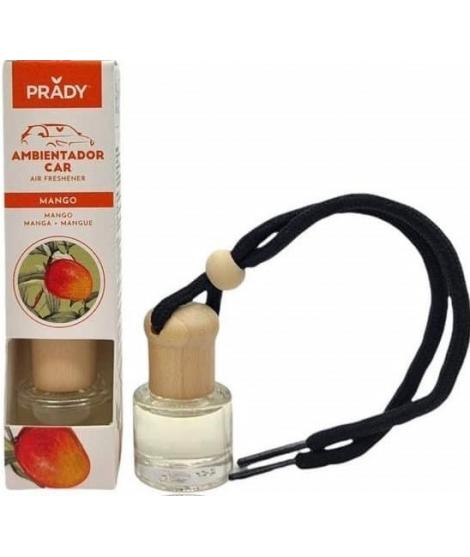 Prady Ambientador Coche Mango - Frasco de Cristal 6 ml y Cuerda para Espejo Retrovisor