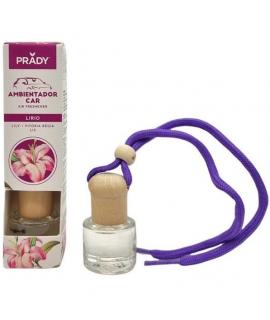 Prady Ambientador Coche Lily - Frasco de Cristal 6 ml y Cuerda para Espejo Retrovisor