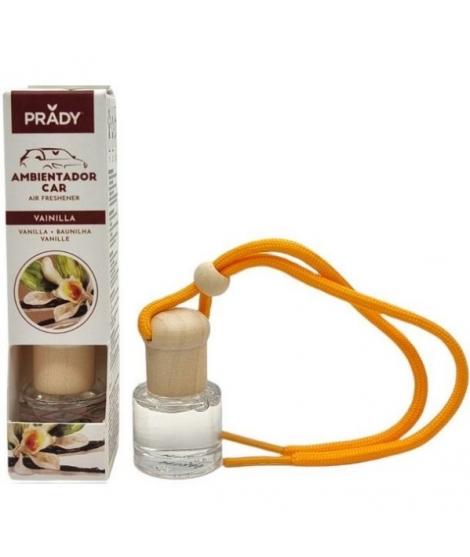 Prady Ambientador Coche Vainilla - Frasco de Cristal 6 ml y Cuerda para Espejo Retrovisor