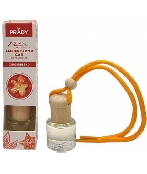 Prady Ambientador Coche Gingerbread - Frasco de Cristal 6 ml y Cuerda para Espejo Retrovisor