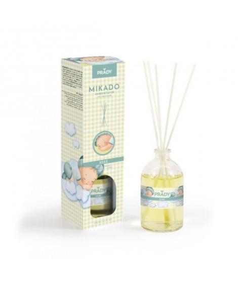Prady Ambientador Mikado Bebe - Frasco de Cristal 100 ml y Varitas Difusoras