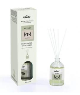 Prady Ambientador Mikado Neutralizador de Olores Para Cocina - Frasco de Cristal 100 ml y Varitas Difusoras