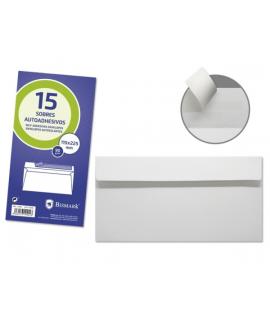 Bismark Pack de 15 Sobres Americanos Papel 90grs - Medidas 115x225mm - Cierre Autoadhesivo - Color Blanco