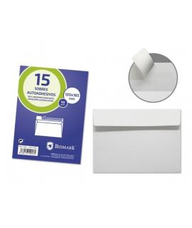 Bismark Pack de 15 Sobres Comercial Papel 90grs - Medidas 120x165mm - Cierre Autoadhesivo - Color Blanco