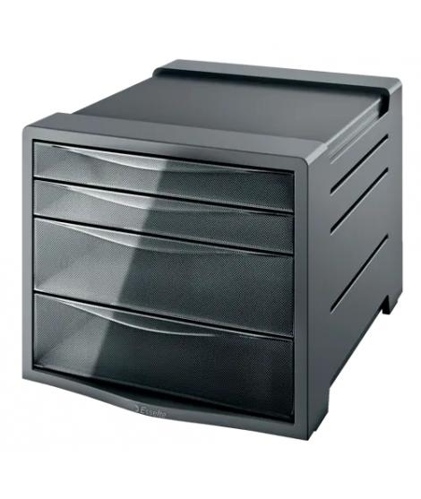 Esselte Intego Buc de 4 Cajones - 2 Medidas de Cajon - Deslizamiento Suave - Base con Goma Antideslizante - Color Gris