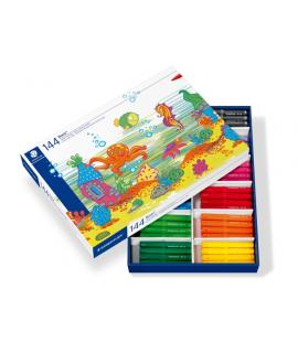 Staedtler Noris Jumbo 340 Pack de 144 Rotuladores Jumbo - Punta de Fibra - Trazo 3mm - Tapa Ventilada - Colores Surtidos