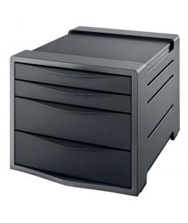 Esselte Europost Vivida Buc de 4 Cajones - 2 Medidas de Cajon - Deslizamiento Suave - Base con Goma Antideslizante - Color Gris/