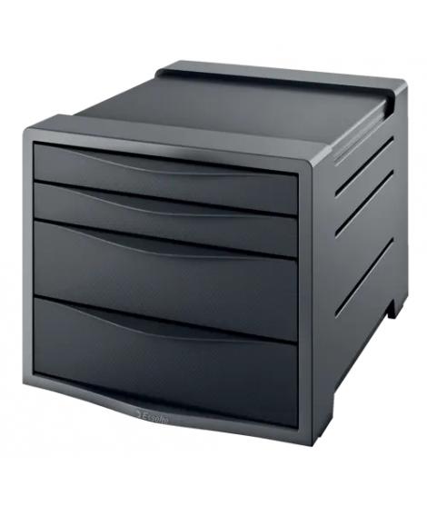 Esselte Europost Vivida Buc de 4 Cajones - 2 Medidas de Cajon - Deslizamiento Suave - Base con Goma Antideslizante - Color Gris/