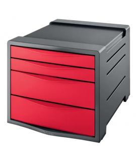 Esselte Europost Vivida Buc de 4 Cajones - 2 Medidas de Cajon - Deslizamiento Suave - Base con Goma Antideslizante - Color Gris/