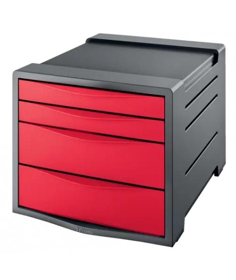 Esselte Europost Vivida Buc de 4 Cajones - 2 Medidas de Cajon - Deslizamiento Suave - Base con Goma Antideslizante - Color Gris/