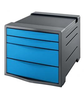 Esselte Europost Vivida Buc de 4 Cajones - 2 Medidas de Cajon - Deslizamiento Suave - Base con Goma Antideslizante - Color Gris/