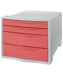 Esselte Colour'Breeze Buc de 4 Cajones - 2 Medidas de Cajon - Deslizamiento Suave - Base con Goma Antideslizante - Color Gris/Co