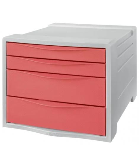 Esselte Colour'Breeze Buc de 4 Cajones - 2 Medidas de Cajon - Deslizamiento Suave - Base con Goma Antideslizante - Color Gris/Co