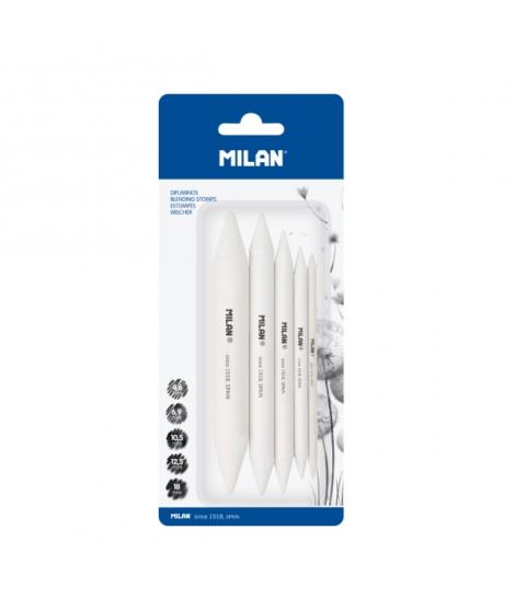 Milan Pack de 5 Difuminos - Formatos Surtidos - Recomendado para Bellas Artes - Color Blanco