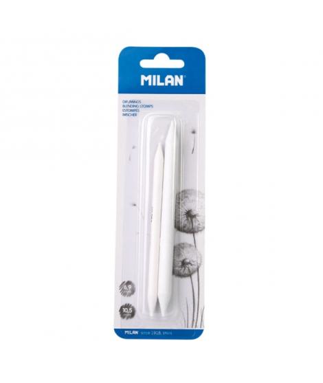 Milan Pack de 2 Difuminos - Diametro de 6.9 y 10.5mm - Recomendado para Bellas Artes - Color Blanco