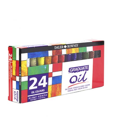 Daler Rowney Graduate Pack de 24 Pinturas al Oleo - Tubos de Aluminio - 22ml - Colores Surtidos