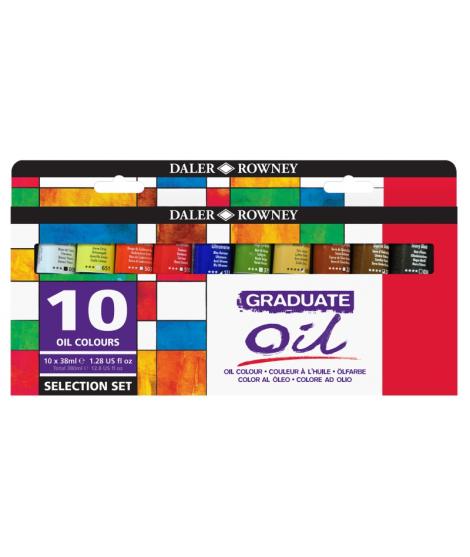 Daler Rowney Graduate Pack de 10 Pinturas al Oleo Selection Set - Tubos de Aluminio - 38ml - Colores Surtidos