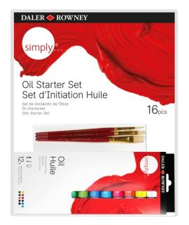 Daler Rowney Simply Pack de 16 Piezas - Pinturas al Oleo - Set de Iniciacion - Colores Surtidos
