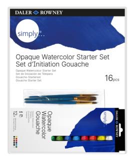 Daler Rowney Simply Pack de 16 Piezas - Temperas Gouache - Set de Iniciacion - Colores Surtidos