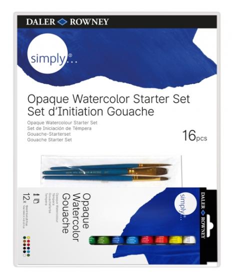 Daler Rowney Simply Pack de 16 Piezas - Temperas Gouache - Set de Iniciacion - Colores Surtidos