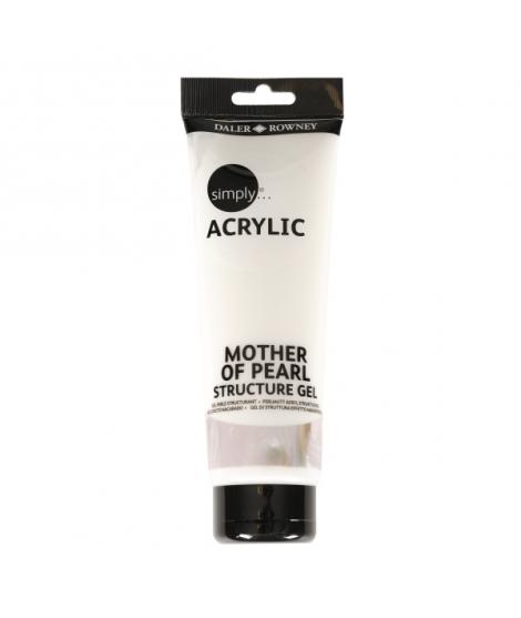 Daler Rowney Simply Mother Of Pearl Gel Acrilico - Efecto Nacarado -Tubo de Plastico - 250ml - Color Blanco