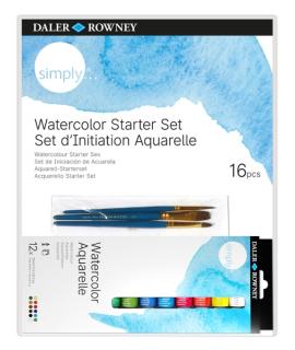 Daler Rowney Simply Pack de 16 Piezas - Acuarelas - Set de Iniciacion - Colores Surtidos