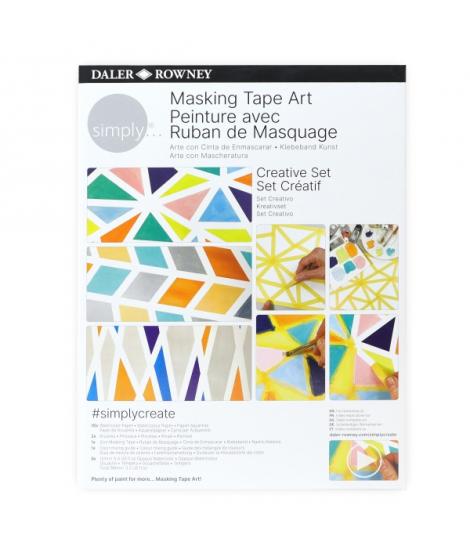 Daler Rowney Simply Creative Pack de Acuarelas Opacas - Tematica de Arte con Cinta de Enmascarar - Caja de Carton - Colores Surt