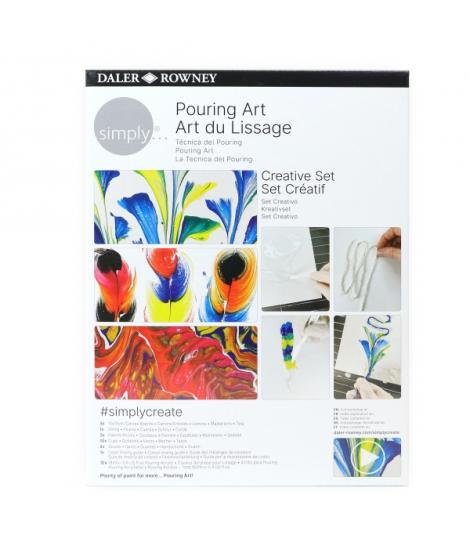 Daler Rowney Simply Creative Pack de Pintura Acrilica - Tecnica de Pouring - Caja de Carton - Colores Surtidos