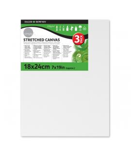 Daler Rowney Simply Pack de 3 Bastidores Entelados- 18x24cm - Imprimacion Triple - Grano Medio - 100% Algodon sin Acido - 250g -